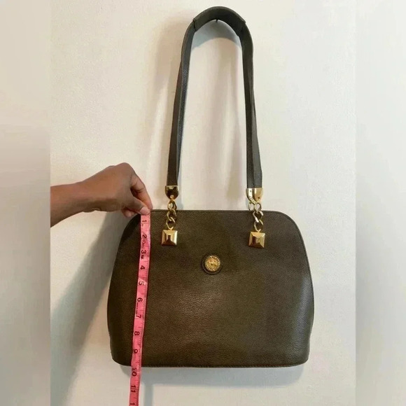 BALMAIN Vintage Leather Hunter Green Purse - Picture 8 of 15